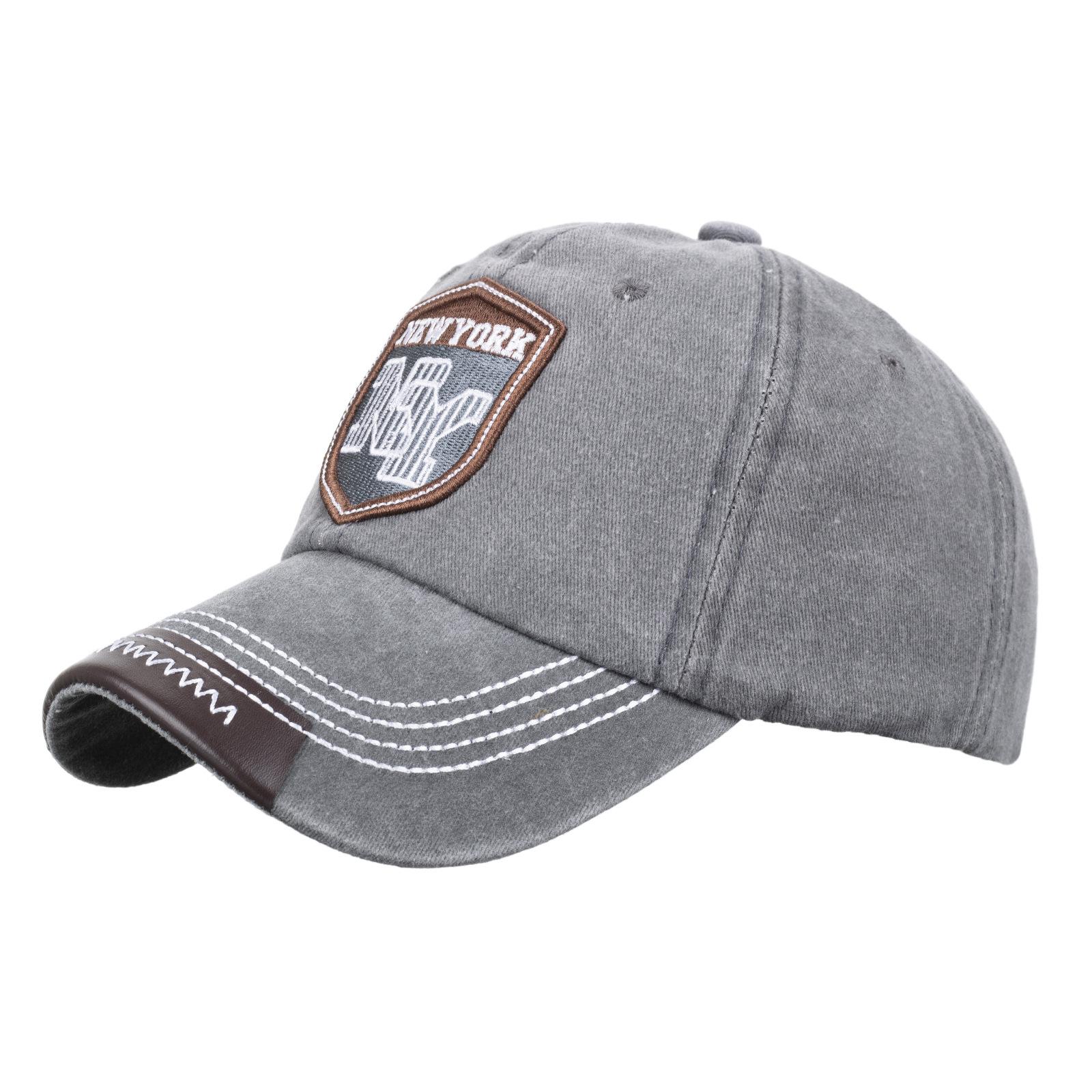 

Бейсболка из весеннего хлопка с объемной вышивкой, старая потертая кепка Chicago серый