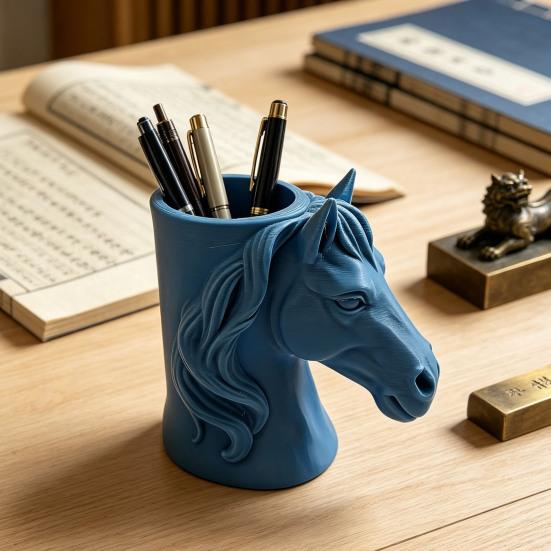 Portapenne a Testa di Cavallo Stampato in 3D Organizzatore da Scrivania Pratico per Matite Pennarelli Decorazione Creativa per Ufficio Casa Regalo Unico per Studenti