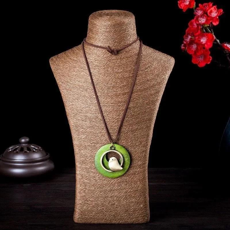 1 PC Bohemia Bird Pendant Necklaces for Women Men Vintage Long Wooden Chain Charms Necklace Fashion Jewelry Christmas Gifts 189]
