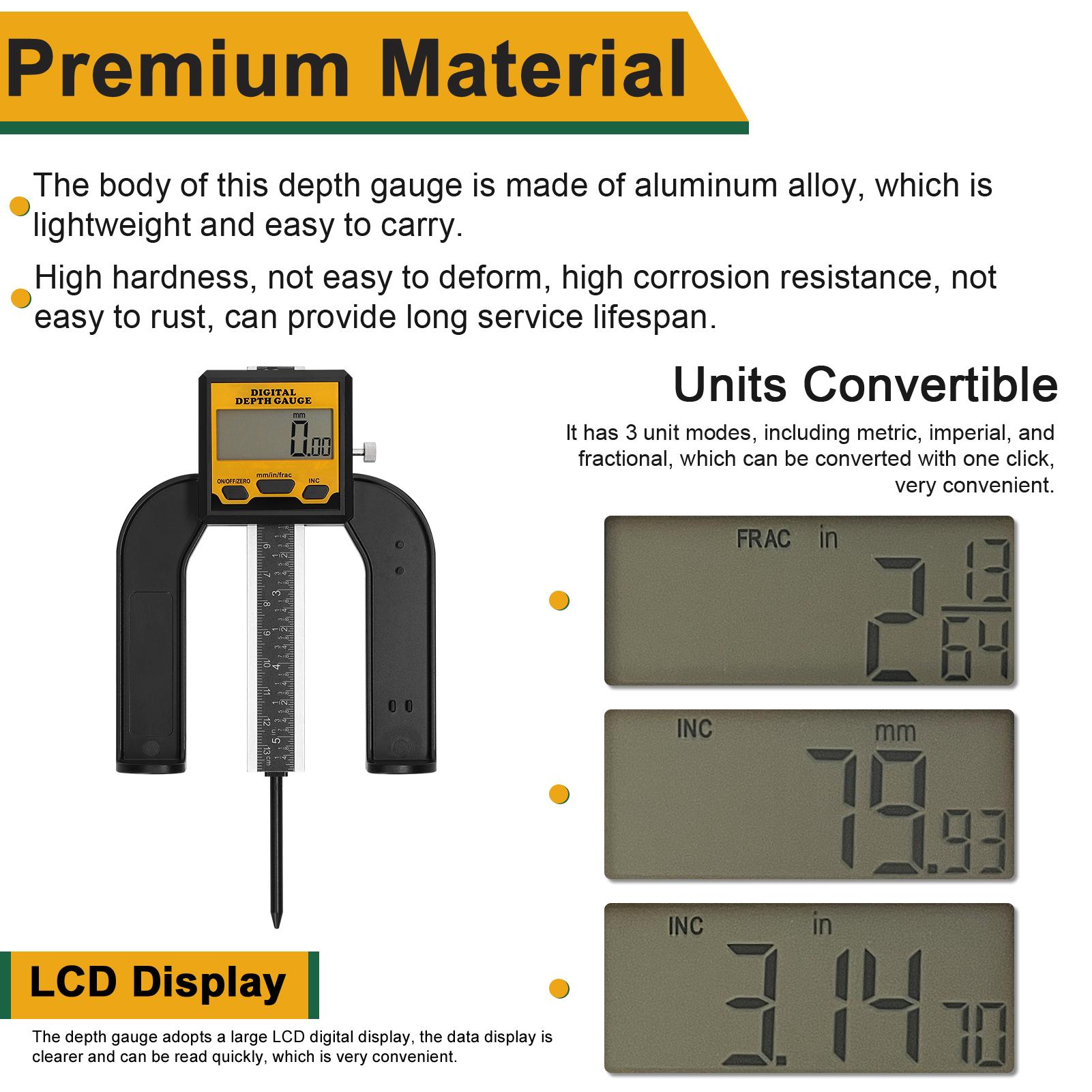 

0 80mm Woodworking Depth Ruler Digital Tablesaw Height Ruler Digital Height Depth Gauge LCD Display Vernier Caliper 3