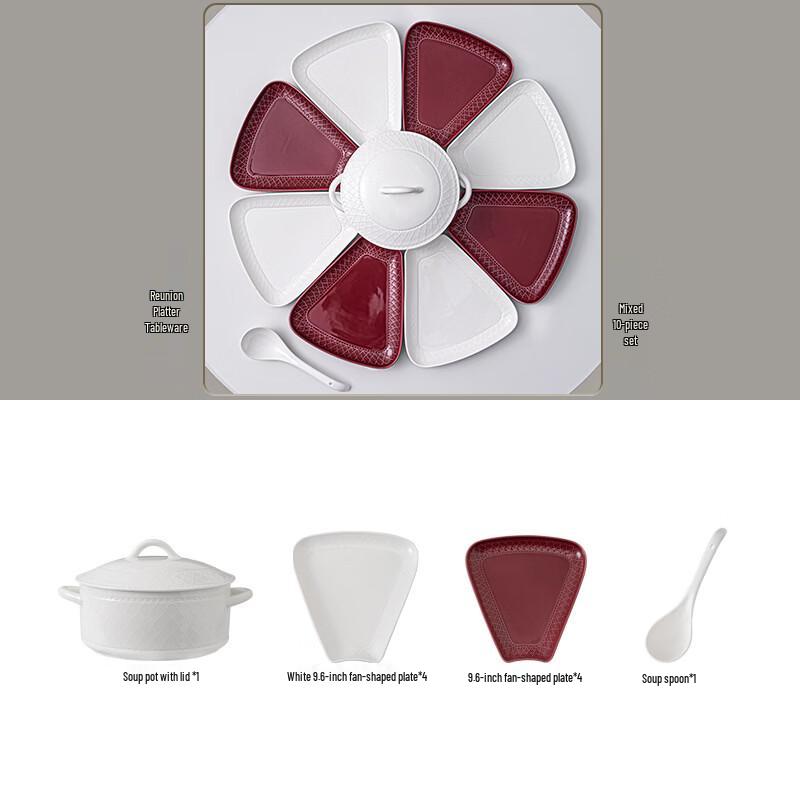 Handon Embossed 10-Piece Japanese Dinnerware Set