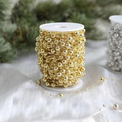 New 10M/Roll Pearl Chain DIY Christmas Decorations Chain Bead String Christmas Tree Pendant Gift Ornament Accessory