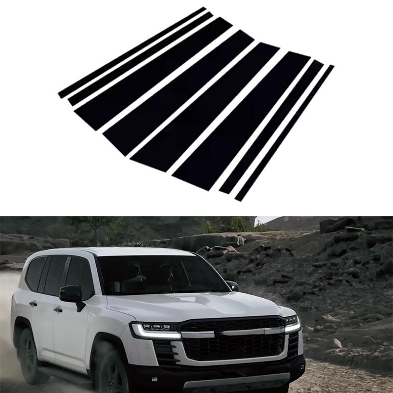 8pcs/set Glossy Black Car Door Window Center Middle Column BC Pillar Post Cover Trim Fit For Toyota Land Cruiser J300 2022-2024