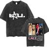 Singer  Lali Esposito Tour Album Vintage Washed T Shirts Men Women Hip Hop Oversized Tshirt Summer Cotton Short Sleeve Tees