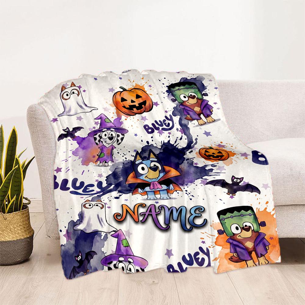 Halloween Night Adventure Customize Your Name Blanket Gift Customizable Blanket Durable Comfort Perfect for Bedding Office Bed Chair for All Occasions