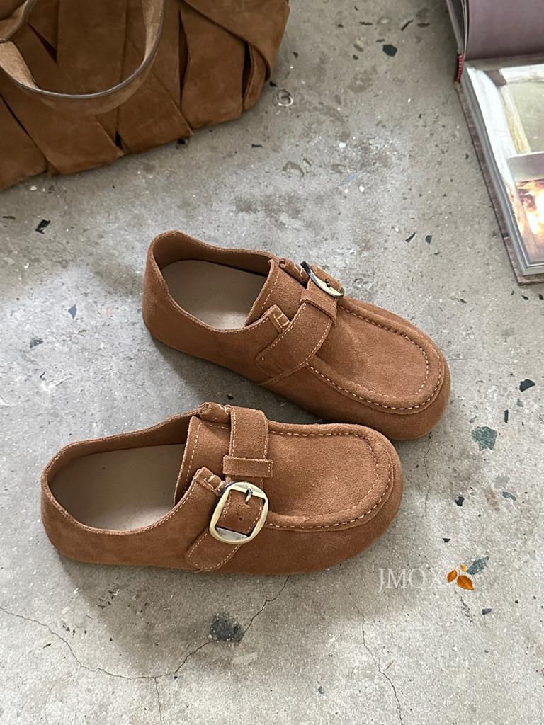 Retro suede platform Boken shoes women's 25 autumn new soft-soled beanie shoes French high-end casual beanie shoes