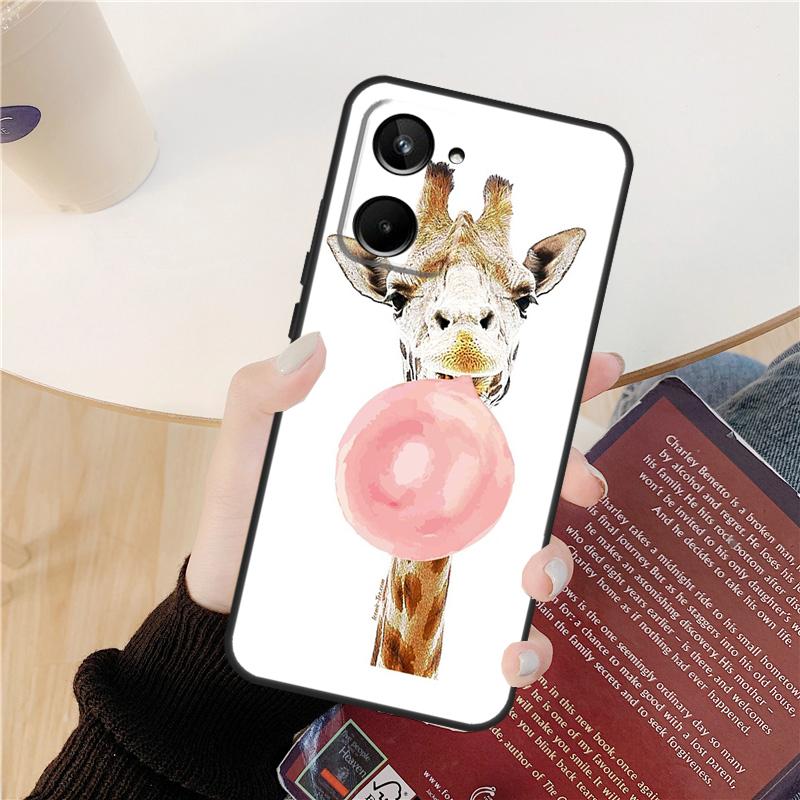 Cute Cartoon Animal Giraffe Case For Realme GT 6 6T 5 GT7 Pro 10 11 12 13 14 Pro Plus C53 C51 C21Y C25S C55 C67 C61 C75