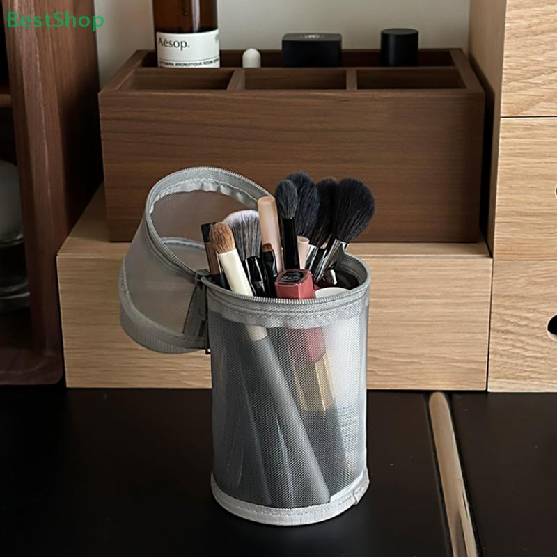 Multifunctional Mesh Pencil Case,Large-capacity Detachable Pen Holder And Makeup Brush Storage Bag,Student Stationery Bag