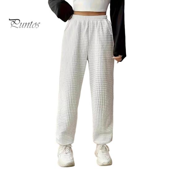 

Женские длинные брюки, эластичные, с высокой талией, прямые, широкие, повседневные брюки с карманами, однотонные, с вафельной текстурой, спортивные брюки XL белый