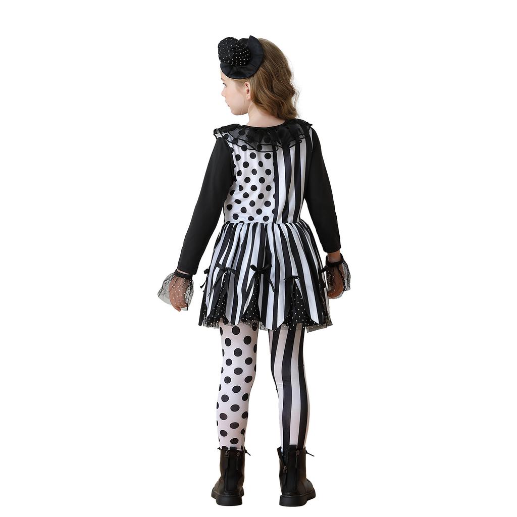 Costumi per bambini di Halloween costume da clown festa circense vestito da mago vestito per bambine spettacolo di carnevale