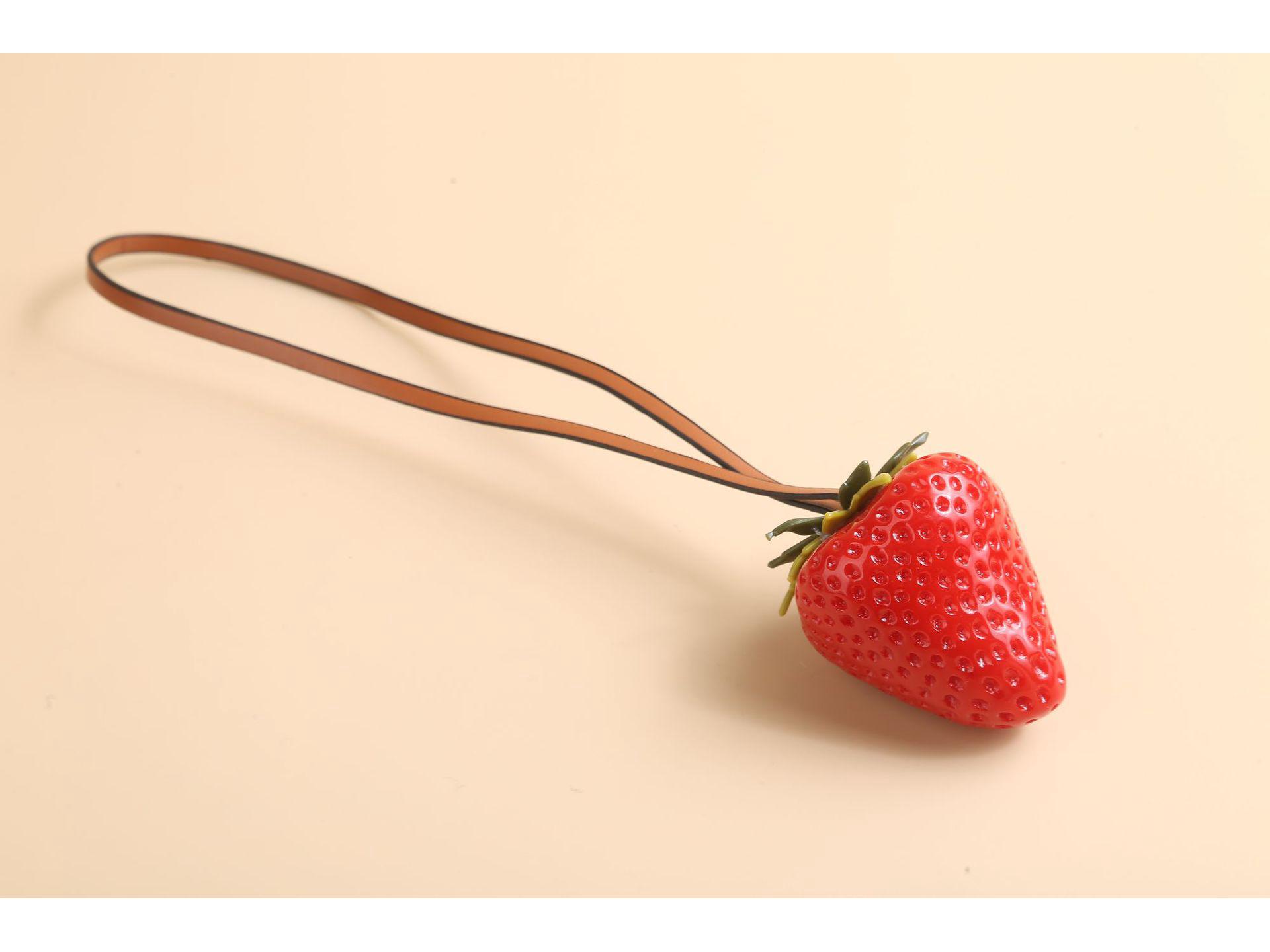 3D Strawberry Bag Charm - Unique Leather Keychain & Women s Accessory Pendant