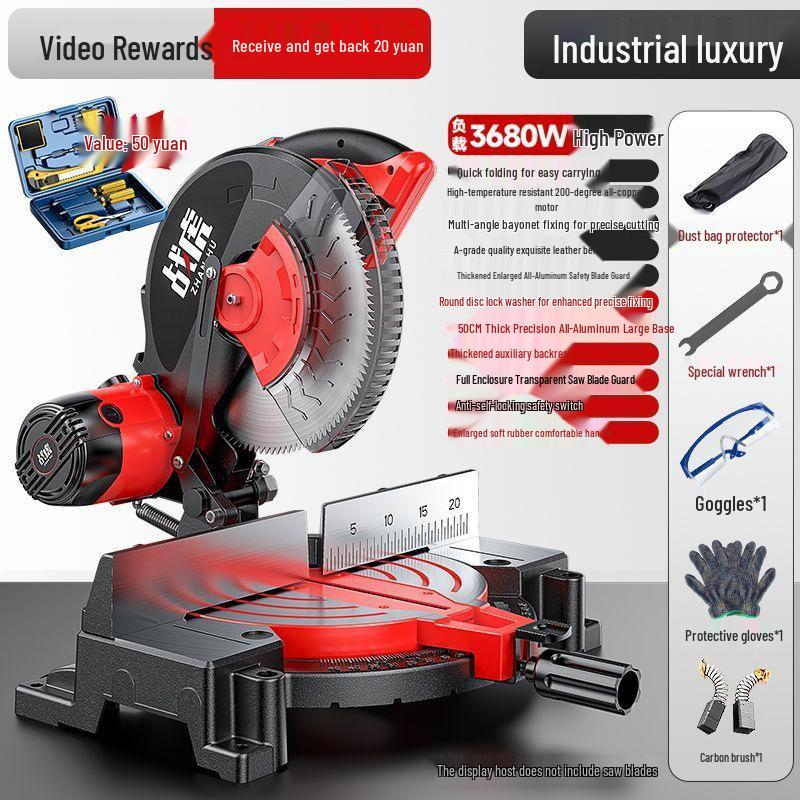 High-Precision 10" Aluminum Cutting Machine & 12" 45° Miter Saw for Wood Corners