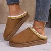 Women's Padded and Thickened Warm and Not Tired Feet a Stirrup Thick Bottom Heightened Comfortable Waterproof Non-slip Leisure Cotton Slippers