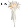Champagne Rose Car Handle Decor Wedding Artificial Rose, Door Rearview Mirror Flower Reusable Decorative with Ribbon Bow, Suction Cup, Bridal