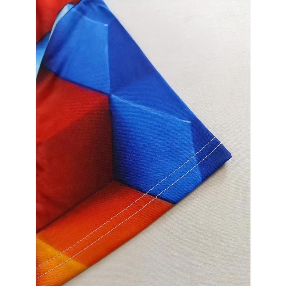 Lebhaftes 3D Farbwürfel-Print Rundhals-T-Shirt - Bequemes lässiges Kurzarm-Oberteil für Frühling & Sommer, Atmungsaktiv, Weich, Leichte Damenbekleidung
