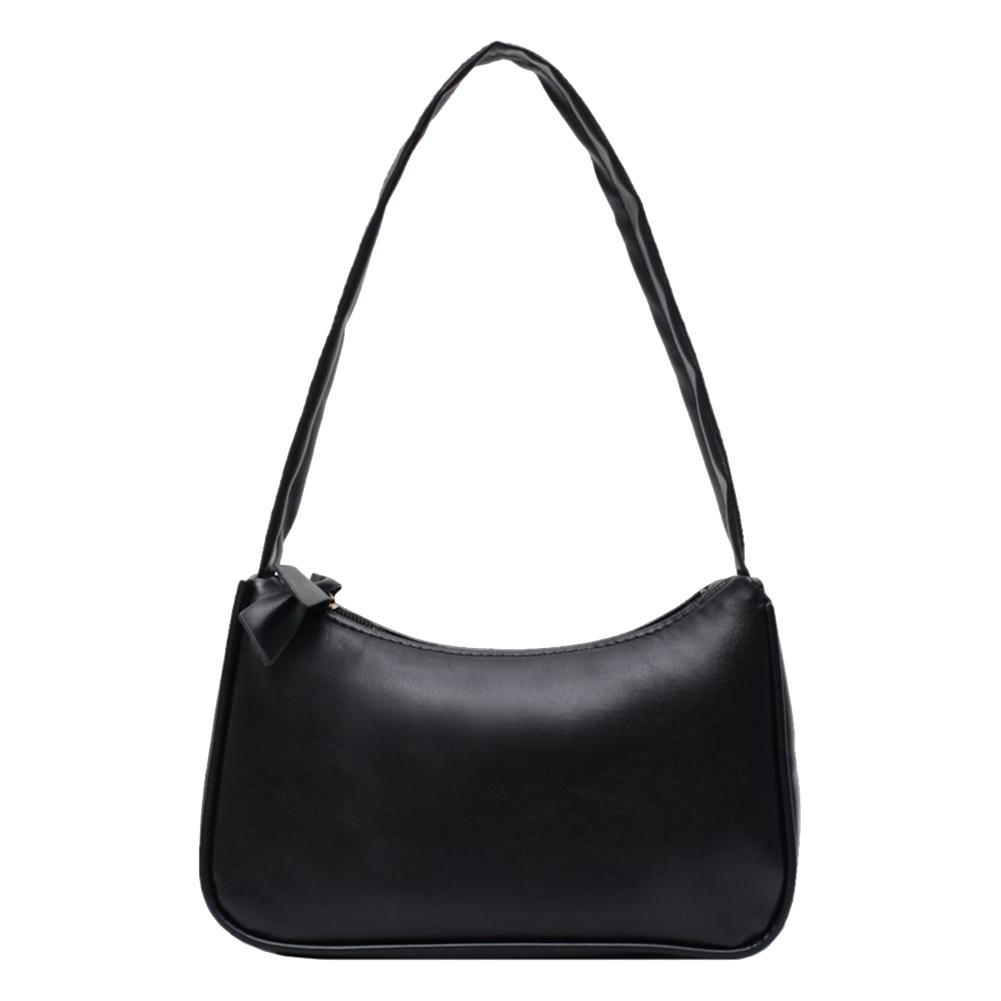 1Pc Retro Bow Forearm Bag, Women's PU Leather Handbag, Outdoor Shopping Fashion Versatile Women's Bag