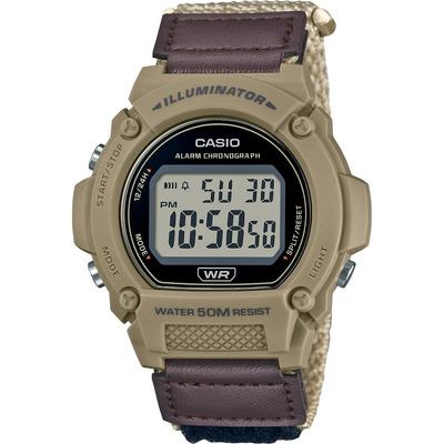 Standard Digital Wristwatch W-219HB-5AV Men Beige Velcro Fastening Band