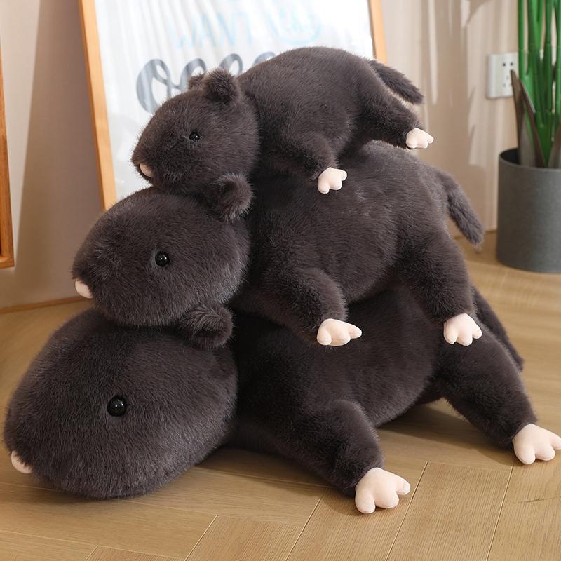

35/50/70cm Simulation Big Black Mouse Plush Toys Funny Lying Rat Pillow Stuffed Animal Dolls Interesting Room Decor Gift 35cm