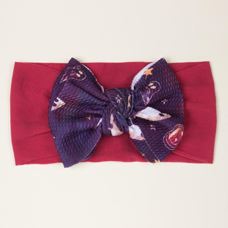 New Halloween Day Children's Headband, Pumpkin Head Printed Bow Baby Hair Accessories, Baby Headscarf