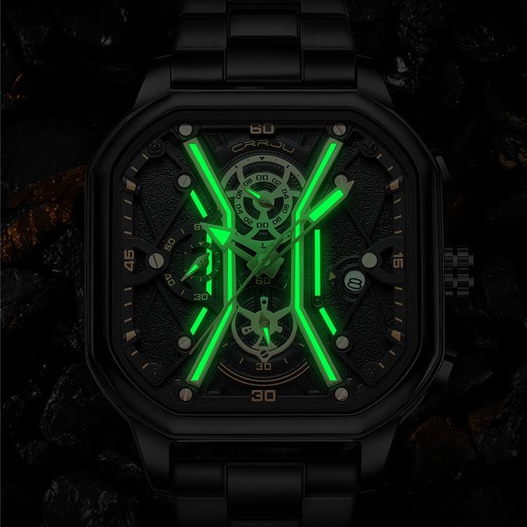 CRRJU Neue Lederarmband Herrenuhr 2313 Stahlarmbanduhr Einfache Geschäftspersönlichkeit Männer Mode Wasserdicht