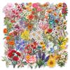 60pcs Transparent Flower Stickers Rose Tulip Lavender Dandelion Marigold Decals Scrapbooking Water Bottles Skateboard DIY Crafts