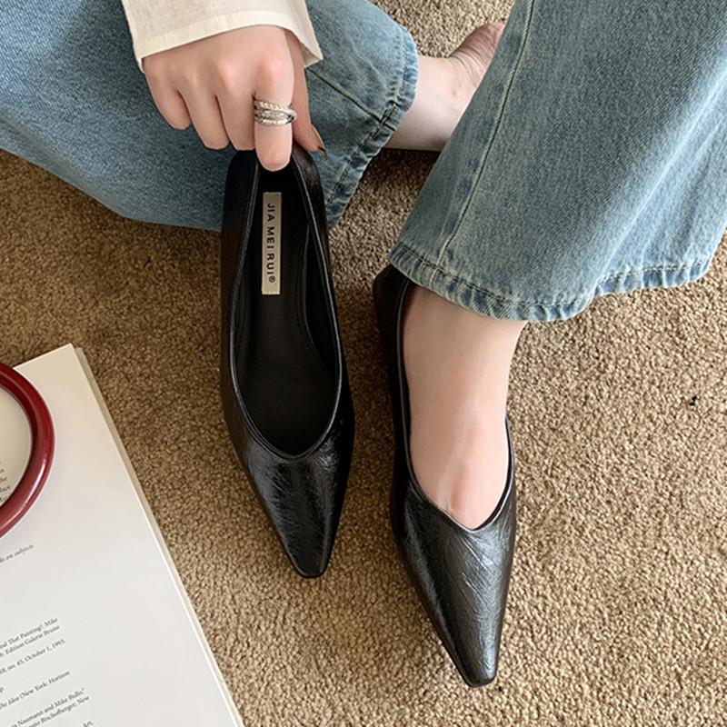 

Мода Байламос Осень Женские Балетки Мода Острый Носок Мелкие Слипоны Туфли Мягкий Низкий Каблук Уличные Платье Одинарные Туфли 39 чёрный