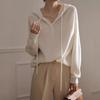 Women's Solid Wool Knit Hooded Sweater - Autumn/Winter Loose Slimming Pullover