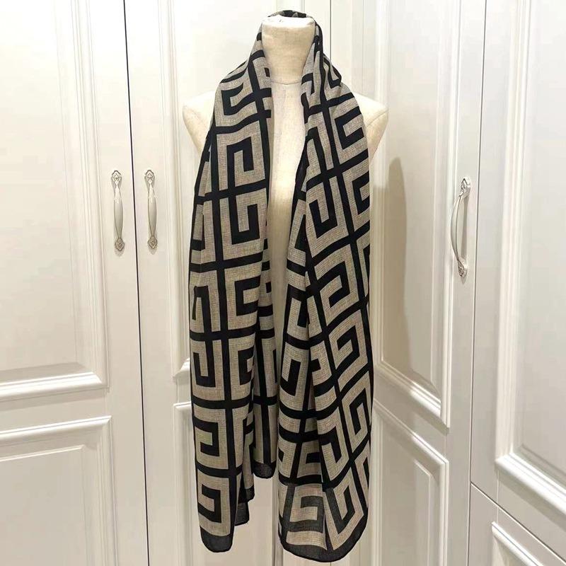 Fashion letter printed cotton and linen scarf classic autumn and winter warm scarf sunscreen shawl