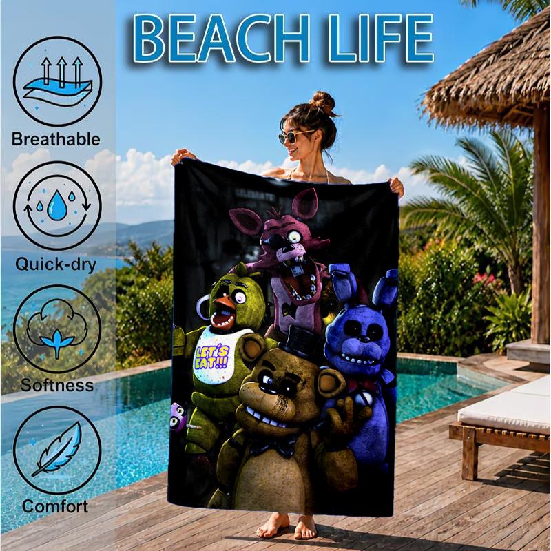 Fnaf Character Collage Beach Towel, Microfiber Beach Towel, Perfect For Pool, Beach, Travel, Home Decor Beach Party Fan gifts