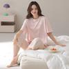 Short-sleeved Cropped Pants Pajamas Women's Spring and Summer New Pure Cotton Summer Thin Large-size Loungewear Suit