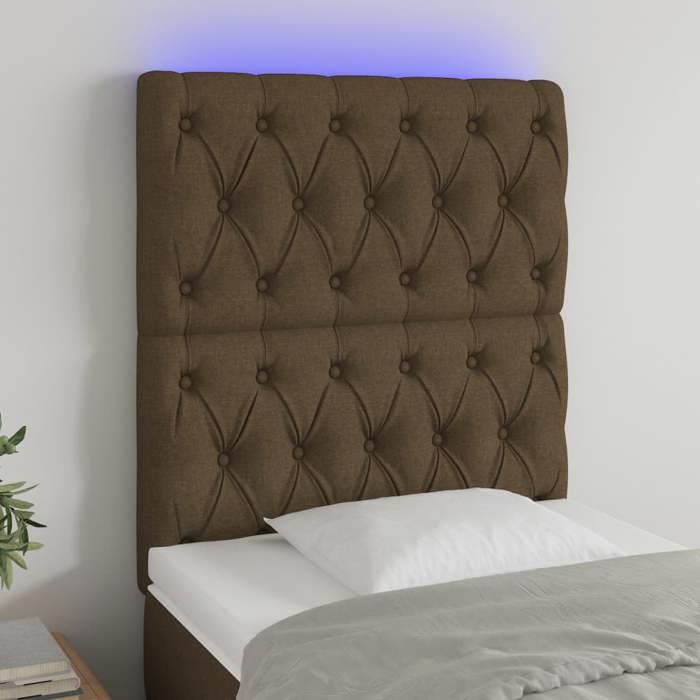 VidaXL Tête de Lit à LED Meuble de Chambre à Coucher Accessoire de Lit Simple Tête de Cadre de Lit Intérieur Marron Foncé 3122737
