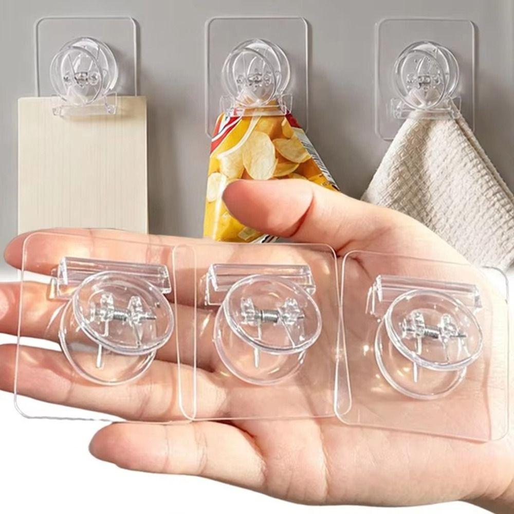 1pc Self Adhesive Refrigerator Clip Transparent Wall Clip Refrigerator Organization