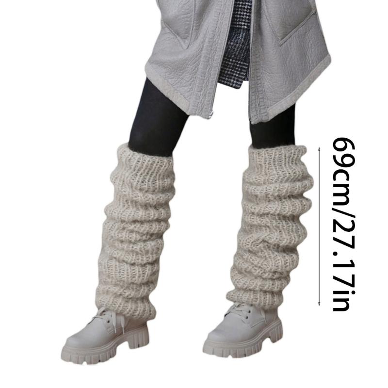 Calze Lunghe da Donna a Coscia Lavorate a Maglia all'Uncinetto Scaldamuscoli Invernali Morbidi e Larghi per la Gamba