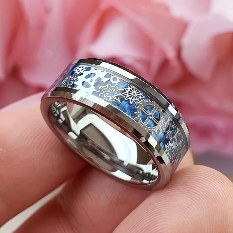 Stainless Steel Gear Ring: European & American Fashion for Men