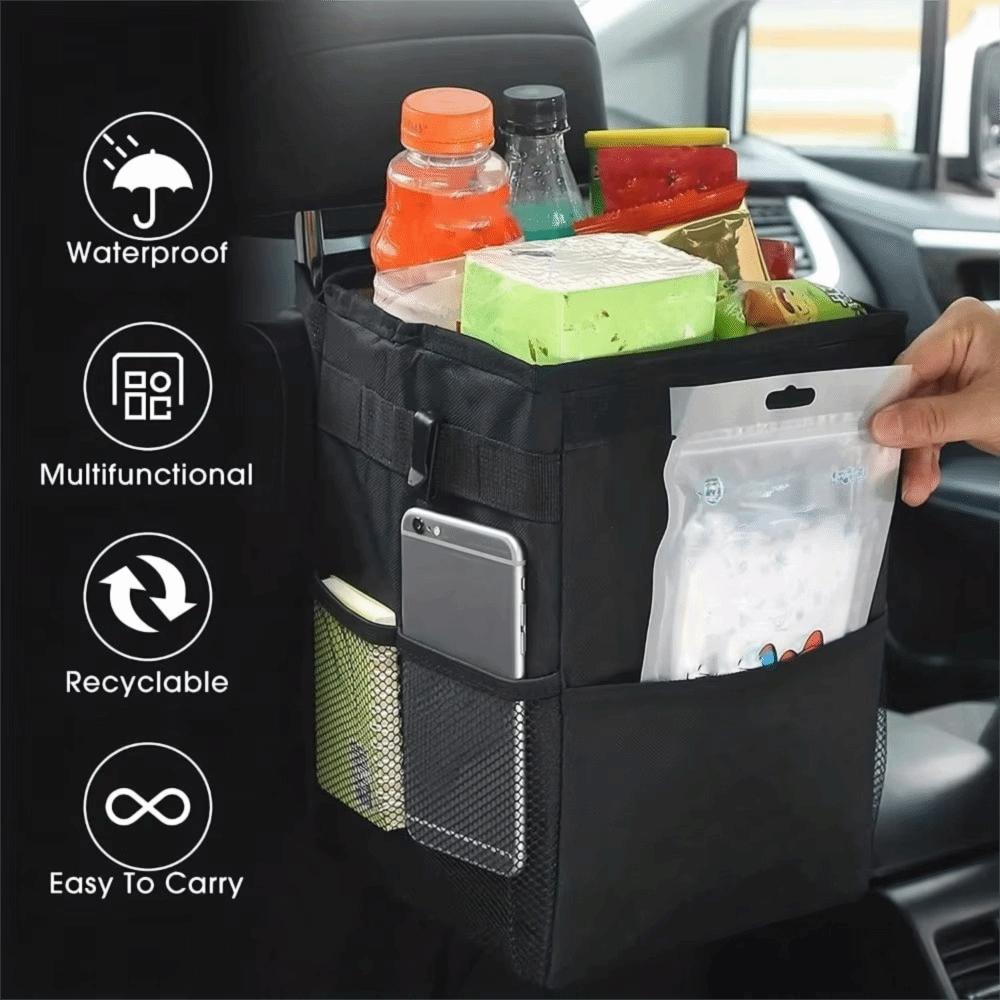 Auto Organizer Car Trash Can with Lid Storage Pockets Car Trash Bag  Gift