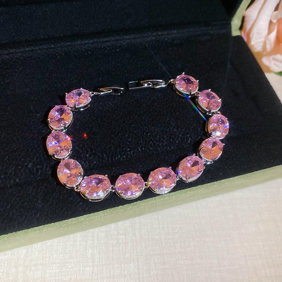 Europe and the United States Hot-selling Color Oval Love Zircon Bracelet Light Luxury Bracelet Personalized Jewelry Women