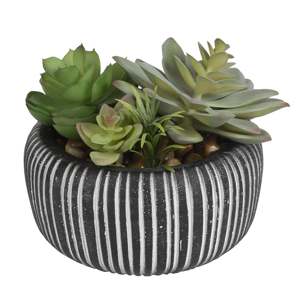Realistic Faux Succulent Plant with Stone Pot Ideal Desk Shelf Decoration Unique Housewarming Gift