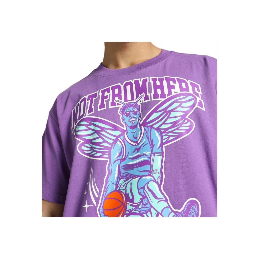 Puma Melo Charlotte Letter Print Basketball Character Casual Crew Neck Short Sleeve Drop Shoulder T-Shirt Men Tops Purple 627744-01