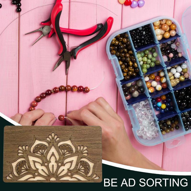 

Деревянный лоток для бусин для изготовления ювелирных изделий, сортировочный лоток, органайзер для хранения бусин, витрина для ювелирных изделий с крышкой, деревянный сортировочный лоток S