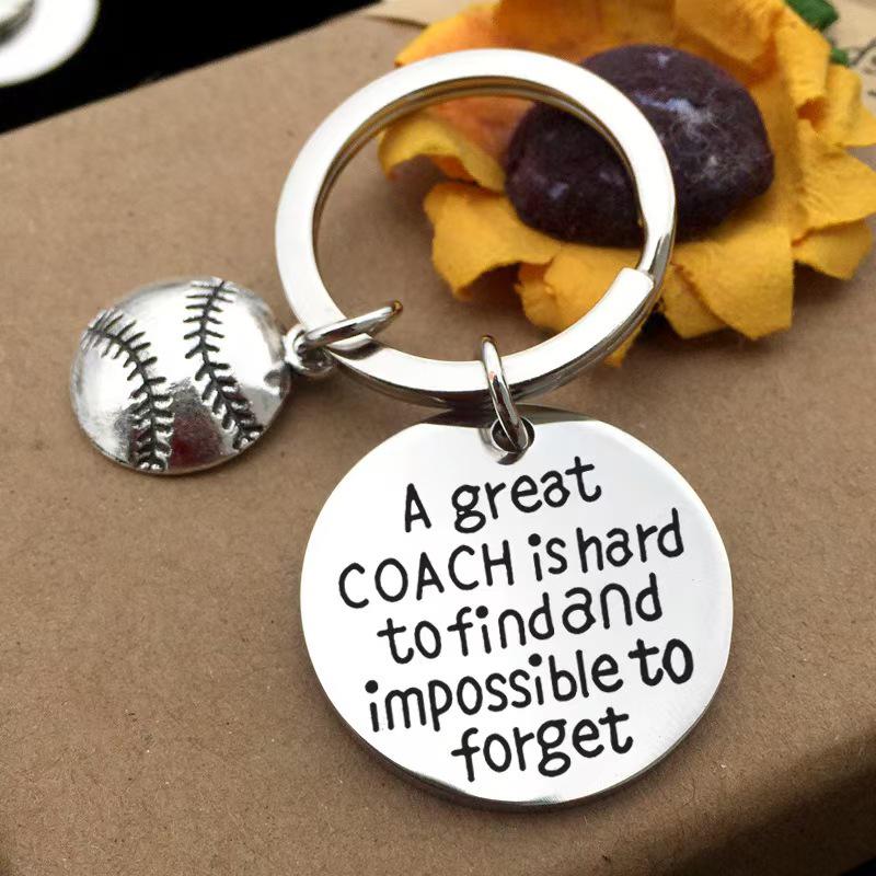 Stainless Steel Engraved Keychain for Coaches: Basketball & Football Grad Gift.