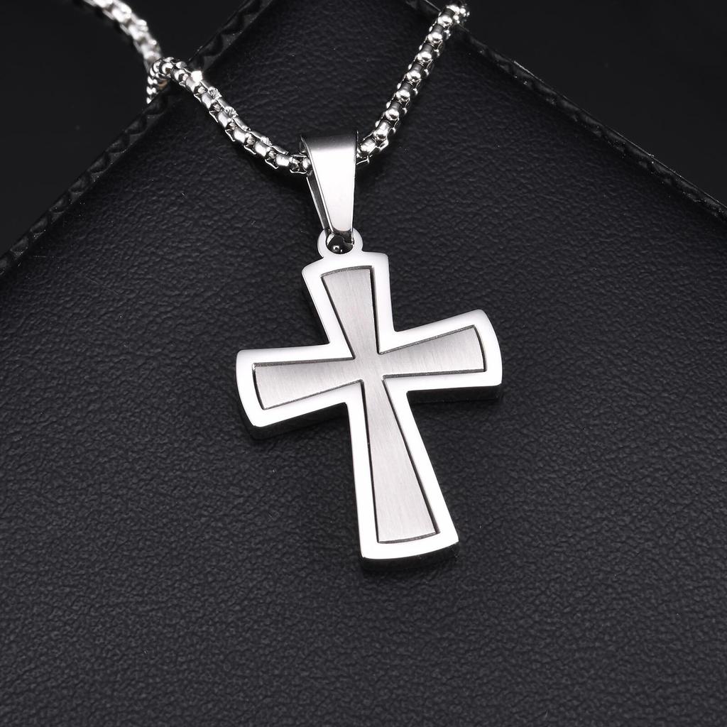 Stainless Steel Cross Pendant Necklaces for Men Boys,Never Fade Metal Necklaces,Casual Trendy Jewelry Gifts