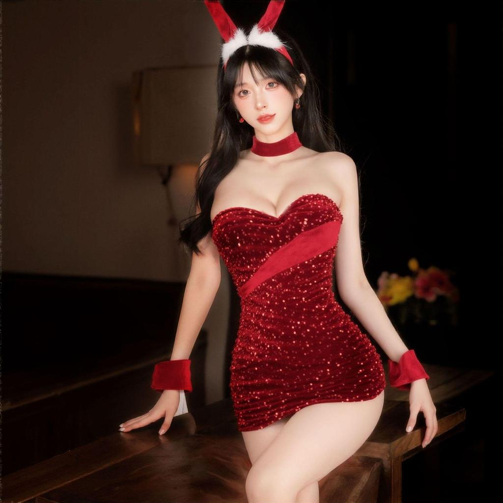 Christmas Bunny Girl Lingerie Costume Set for Nightclub Performance
