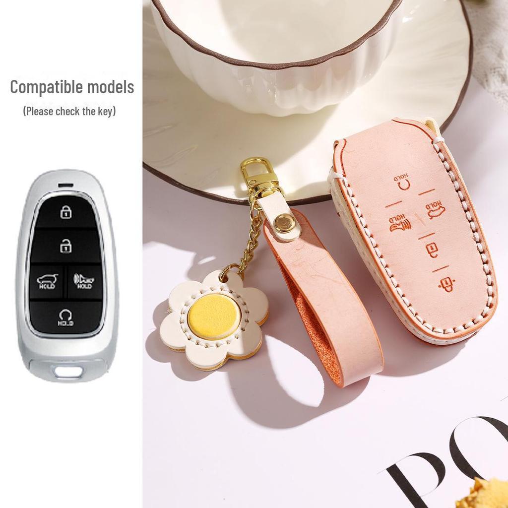 Genuine Leather Key Cover for Hyundai Sonata (7-button) & Tucson (5-button)