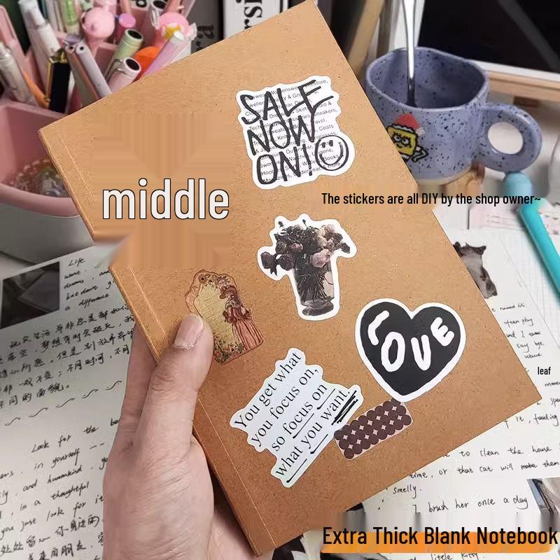 A4 Dickes Rindsleder Notizbuch | Großes Übungs- & Aufzeichnungstagebuch | A5 Leere Seiten