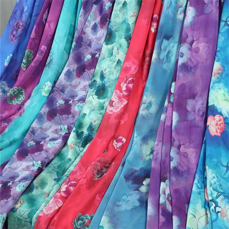 100x150cm 30D Printed Chiffon Ink Chinese Style Fabric Transparent for Sewing Skirt Gauze Scarf Clothing Fabric