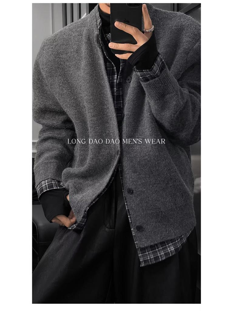 Men's Japanese Retro Knit Cardigan: Autumn/Winter Casual, Versatile, Loose-Fit Fashion