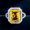 Huitan Gorgeous Yellow Cubic Zirconia Women Rings for Engagement Wedding Temperament Elegant Female Accessories Fashion