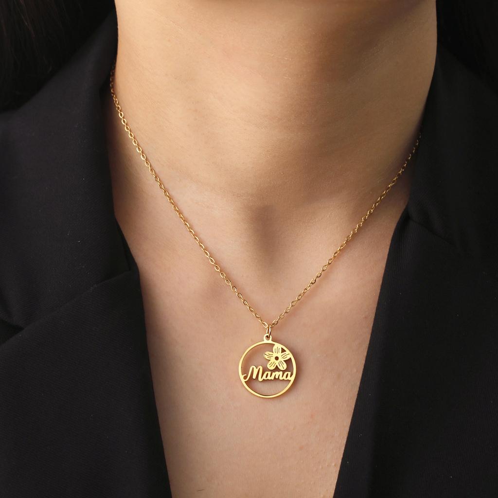 Collana con ciondolo a forma di lettera "Mama" per donna, in acciaio inossidabile, girocollo, alla moda, regalo per la festa della mamma.