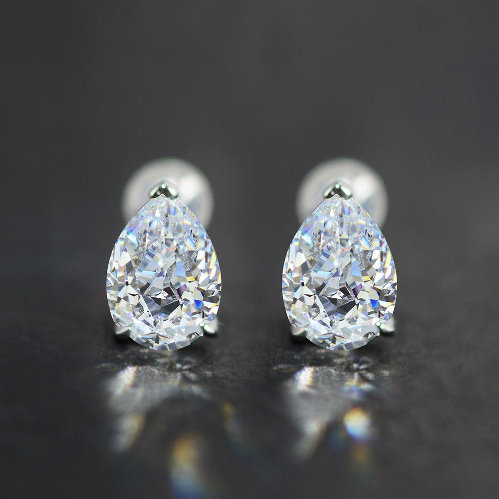 Tancise Jewelry 925 Sterling Silver Earrings Drop Single Diamond Jewelry.