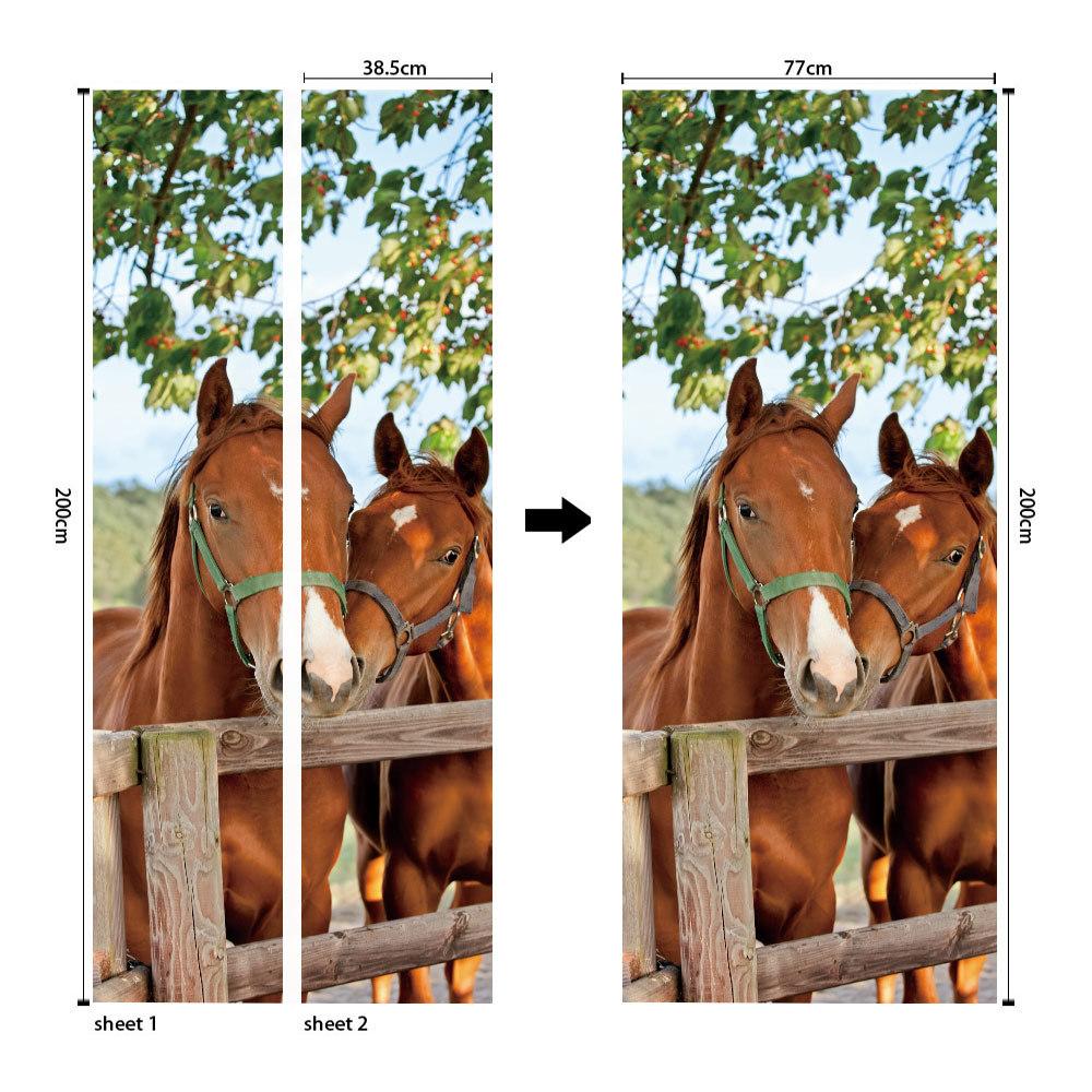 Meiji Creative Environmental Protection Stallion 3D Door Sticker Renovation Self-Adhesive Bedroom Wall Sticker Direct Sales Door Frame